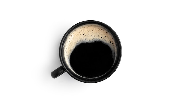 Espresso em uma xícara preta isolada