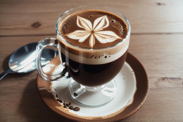 Espresso en vaso en la mesa