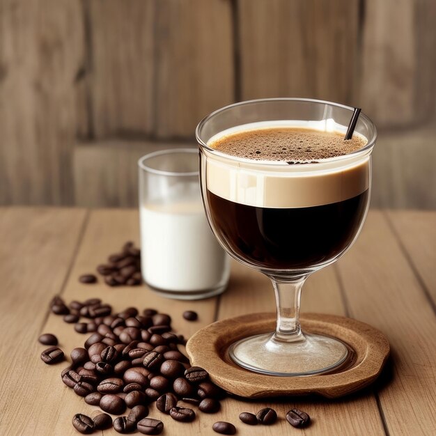 Espresso en vaso en la mesa