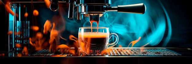 Espressomaschine zieht einen reichhaltigen Schuss Espresso in eine Tasse