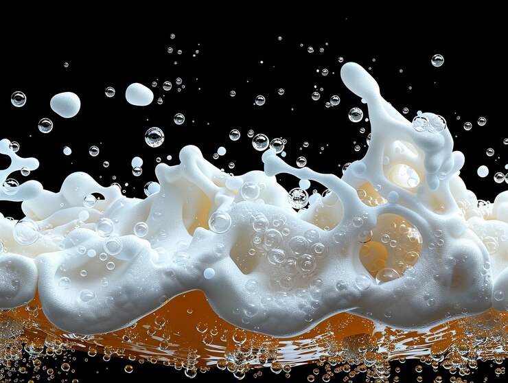 Foto espuma de cerveja isolada em fundo preto