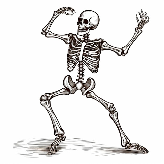 un esqueleto bailando con una raqueta de tenis en la mano ai generativa