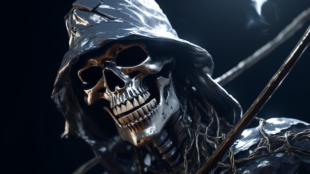 Esqueleto com foice estilo morte negra imagem Ai gerada arte