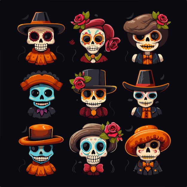 Esqueleto del cráneo del día de los muertos.