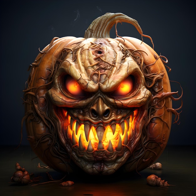 Esqueleto de abóbora 3D realista Dia de Halloween