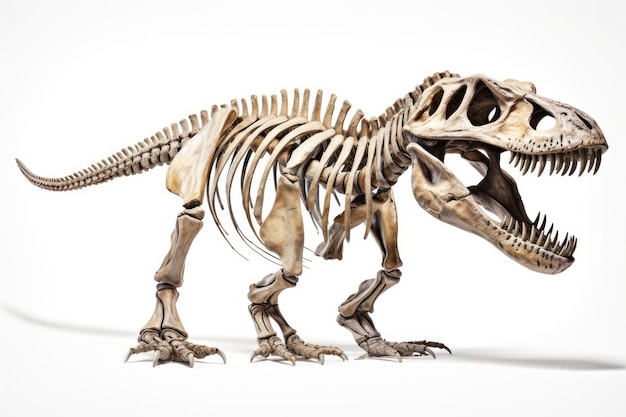 Esqueleto de dinossauro em fundo branco