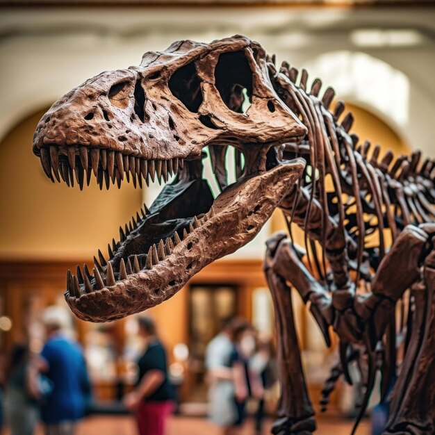 un esqueleto de dinosaurio TRex en un museo