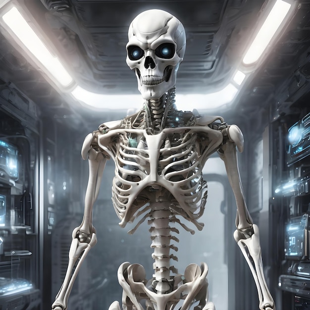 El esqueleto del futuro El trasfondo del esqueleto alienígena