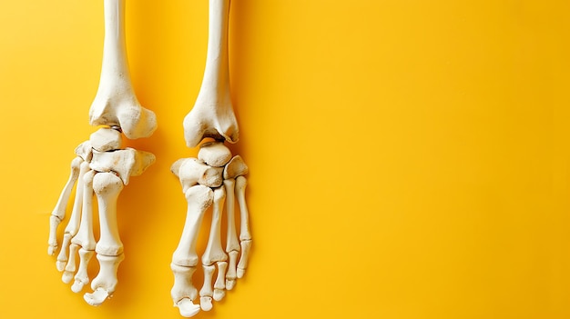 Foto un esqueleto con un hueso en él y los huesos a la derecha