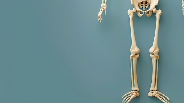 Foto un esqueleto con un hueso y huesos en él