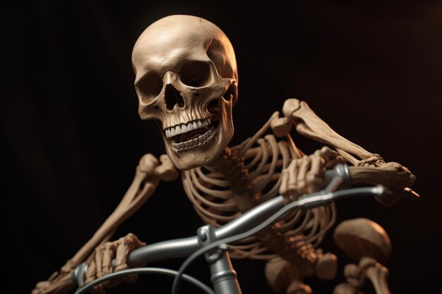 Esqueleto humano a andar de bicicleta