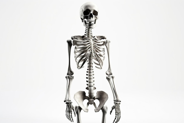 Esqueleto humano em um fundo branco generativo ai
