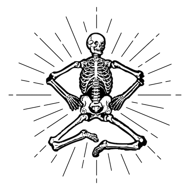 Esqueleto humano pegatina png ilustración gótica antigua fondo transparente