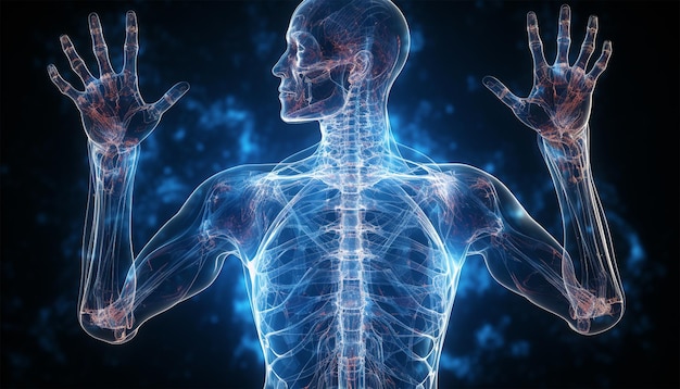 Foto esqueleto de rayos x cuerpo humano cara manos piernas pecho cabezas vértebras huesos personas adultas roentgen