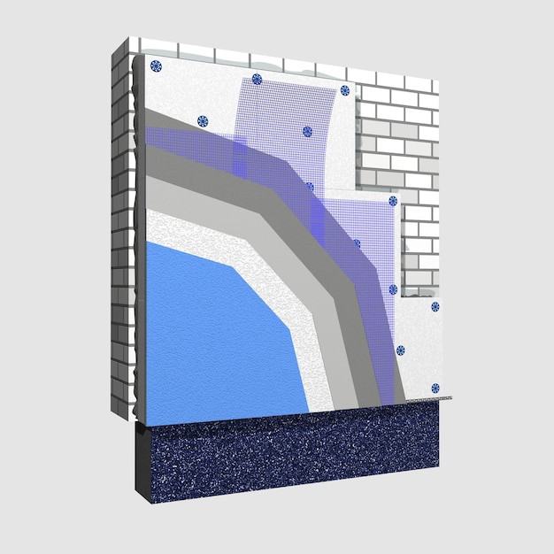 Esquema 3d de aislamiento de pared de poliestireno