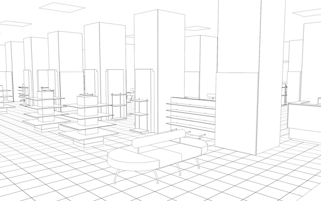 esquema de boceto de visualización de contorno de centro comercial