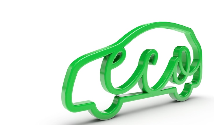 Foto esquema de coche verde concepto de transporte ecológico 3d rendering