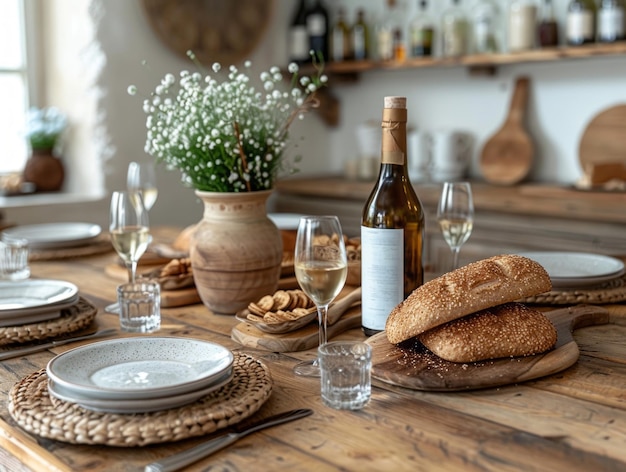 Esquema de cores neutras Colocação de mesa Tons beige para refeições modernas