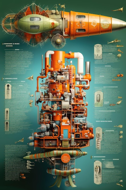 Foto esquema de motor de impulso de hitech infográfico