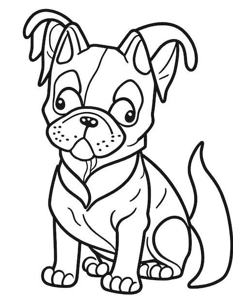 Esquema de página para colorear de Página para colorear de niños Ilustración de perro lindo