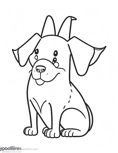 Esquema de página para colorear de Página para colorear de niños Ilustración de perro lindo