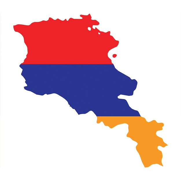 Esquema de país de mapa de bandera de armenia con bandera nacional