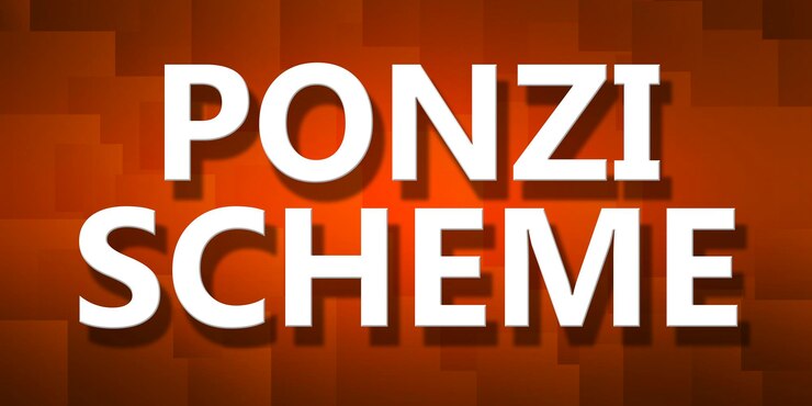Foto esquema ponzi em fundo pixelizado