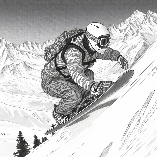 Esquiador con casco y gafas está bajando una colina nevada ai generativo
