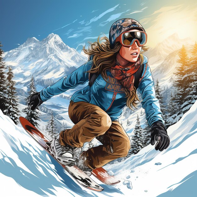 esquiador de casaco azul e óculos de proteção descendo uma colina coberta de neve