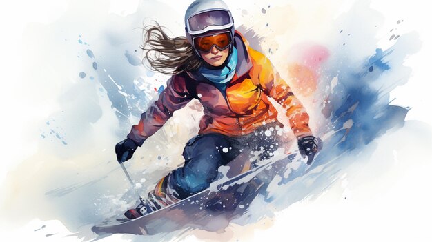 esquiador de casaco laranja e óculos de proteção esquiando por uma encosta íngreme