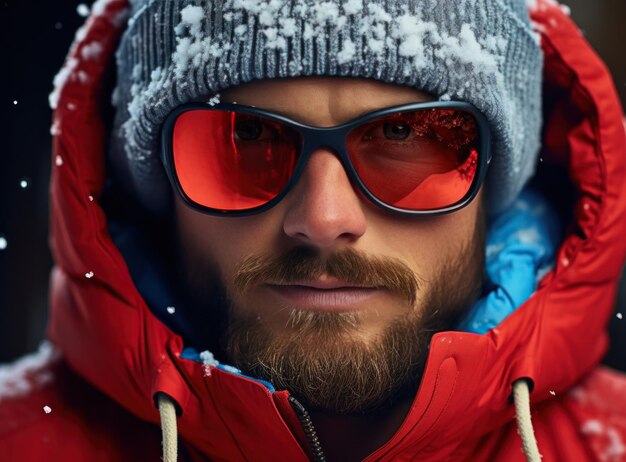 Un esquiador con gafas de esquí y un casco de esquí