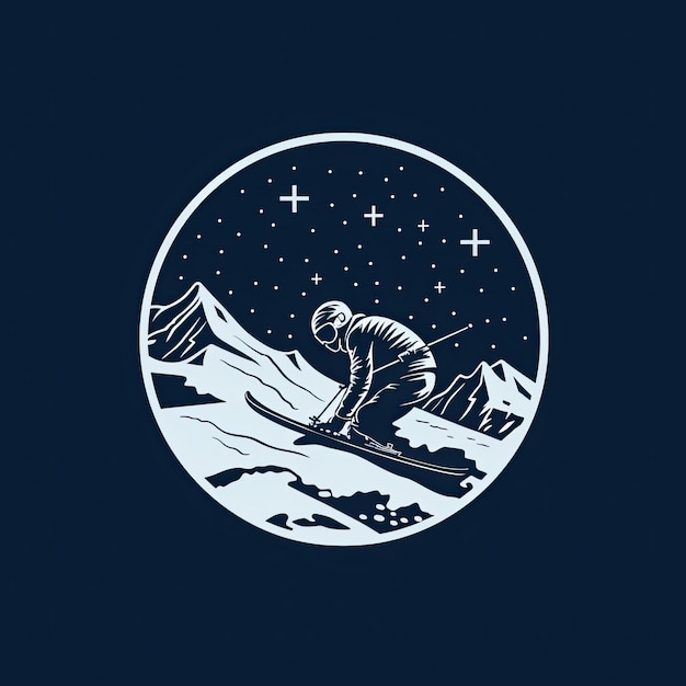 Esquiador nas montanhas Ilustração em vetor de um esquiador nas montanhas