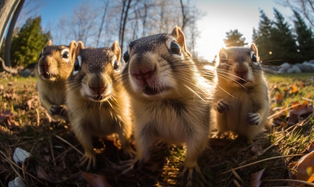 Esquilo atrevido tira uma selfie capturando sua expressão adorável e travessuras ágeis Criando usando ferramentas generativas de IA