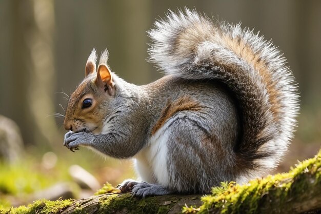 Foto esquilo cinza sciurus carolinensis no parque num dia ensolarado na irlanda