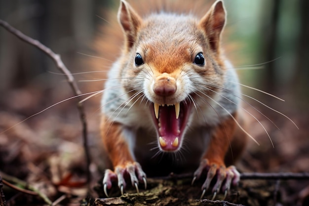 Esquilo mostrando os dentes