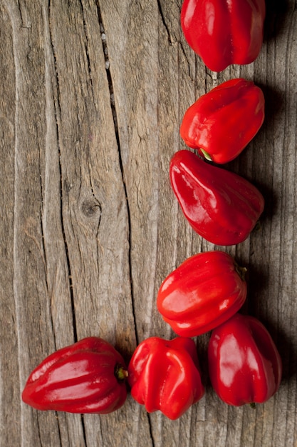 Esquina de chiles habaneros de chile rojo