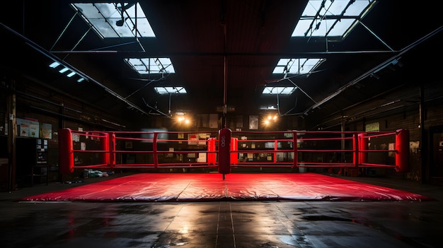 Esquina de foco de ring de boxeo