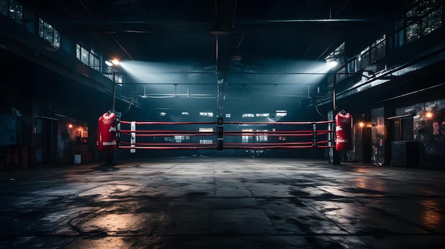 Esquina de foco de ring de boxeo