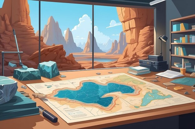 Foto la esquina de la geología con la ilustración vectorial de mapas geológicos