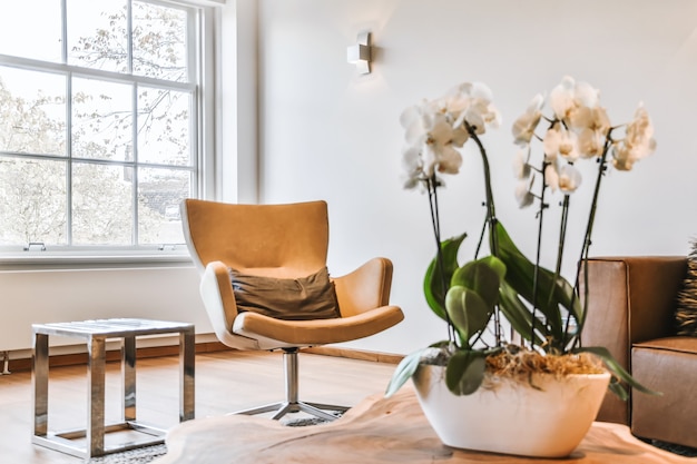 Esquina de la habitación con sillón.