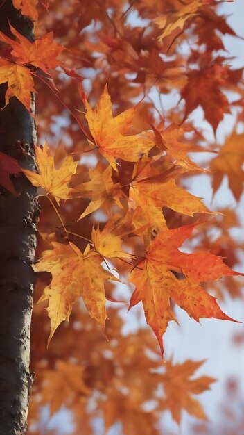 La esquina de las hojas de otoño del arce