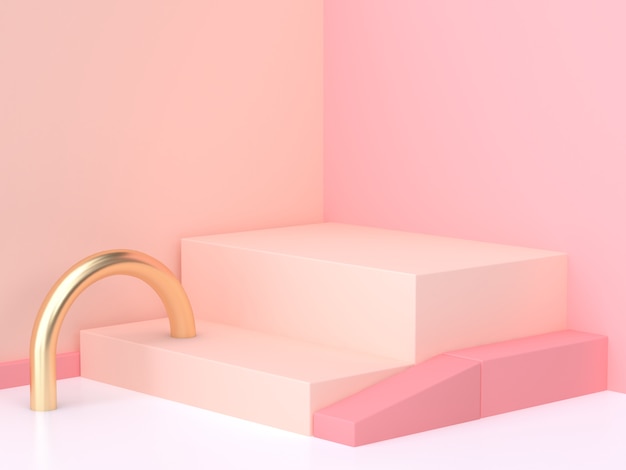 Esquina de pared de color rosa esquina escena abstracta geométrica representación 3d