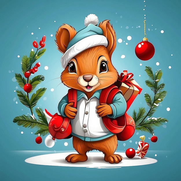Esquirol 3D y personajes navideños