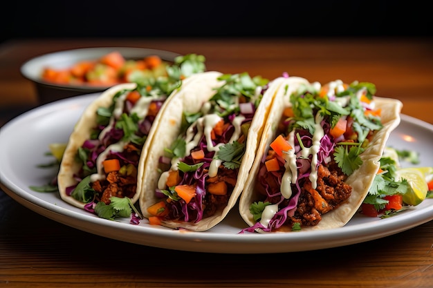 Essbare Art Vegan Tacos in rahmenwürdigen Details