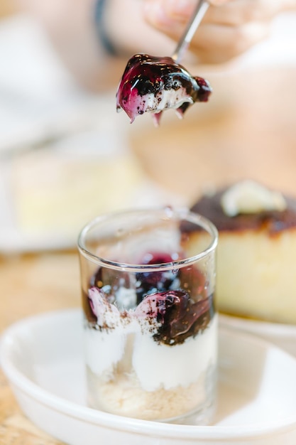 Foto essen blaubeerkäsekuchen