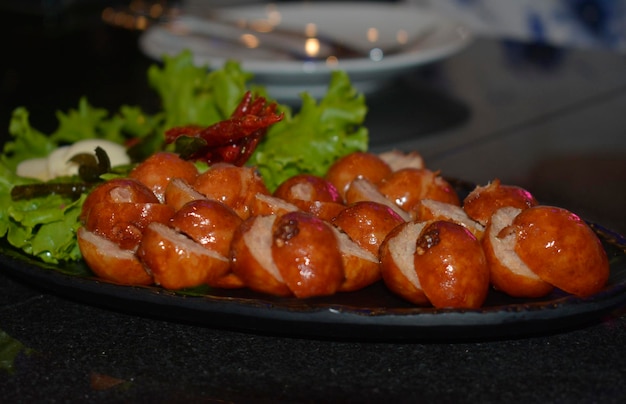 Essen Huhn gebratenes Fleisch Mahlzeit Abendessen Küche Teller lecker