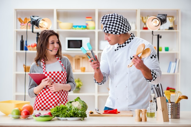 Foto essen kochen tv-show im studio