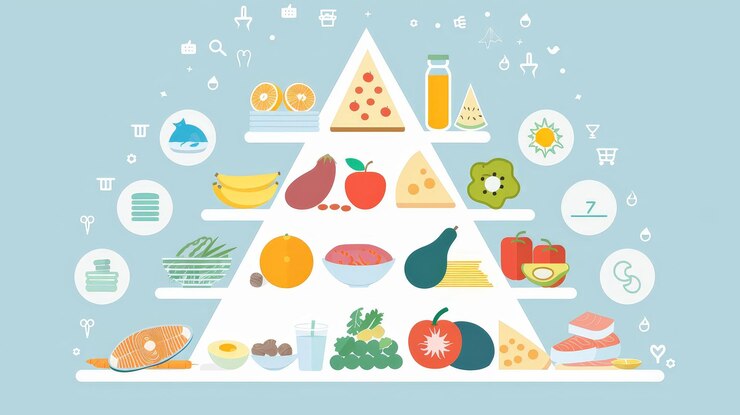 Foto essen sie eine visuell ansprechende infografik, die die vorteile einer ausgewogenen ernährung zeigt
