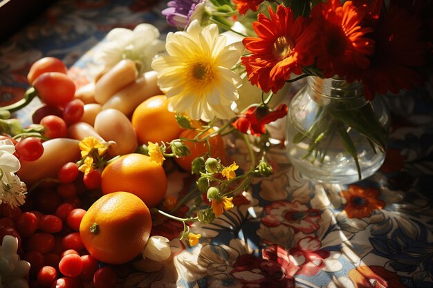 Essen Sie gesunde Beeren, Früchte und Blumen mit einem natürlichen Vitaminkomplex