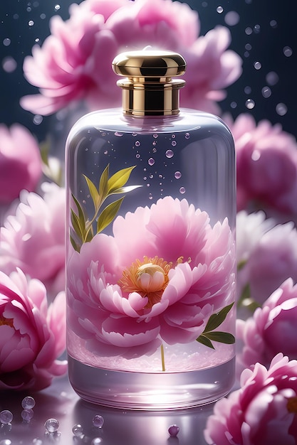 Essence perfume garrafa transparente com peões cheiro de peões